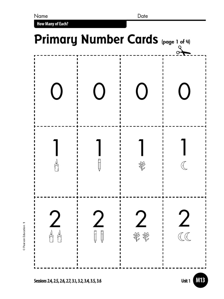 Primary Number Cards PDF