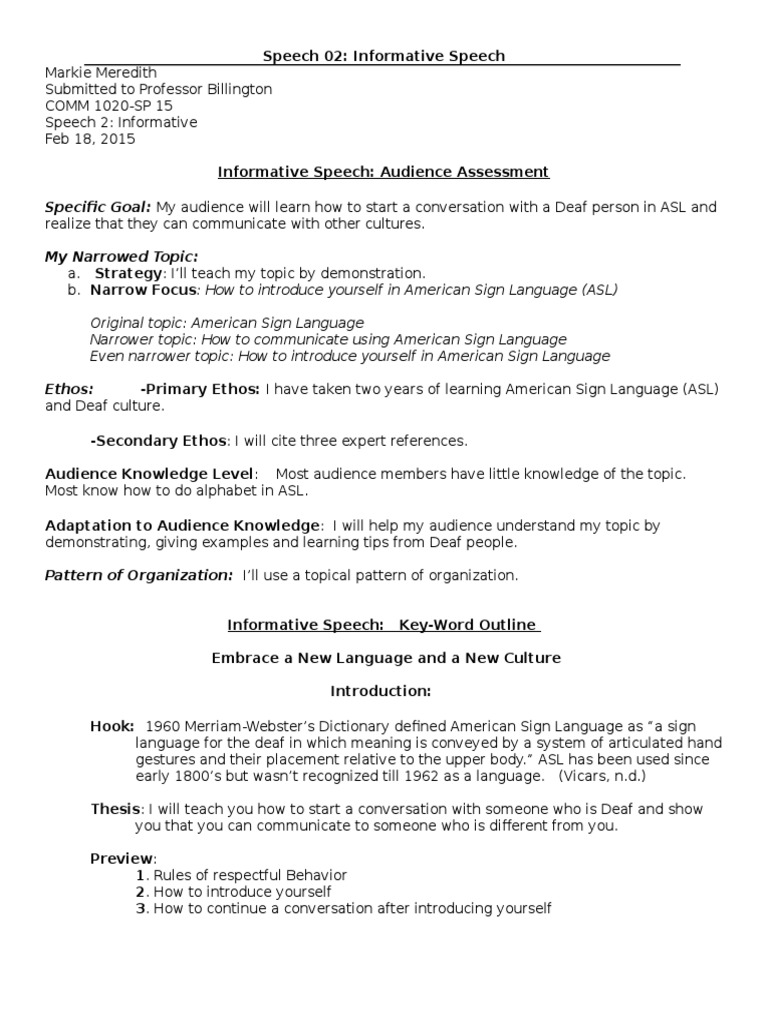 Informative speech topics sign language picture