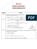 Problem Assignment (1) : PHY101 - Spring 2015