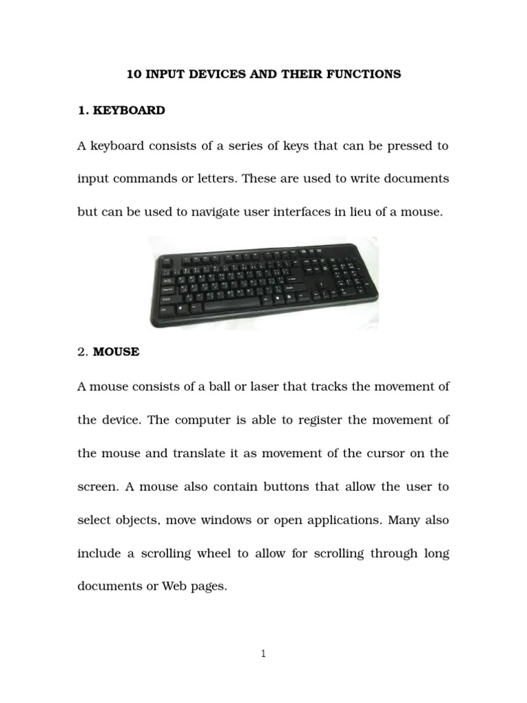 10 INPUT DEVICES AND THEIR FUNCTIONS.docx | Random Access Memory | Disk ...