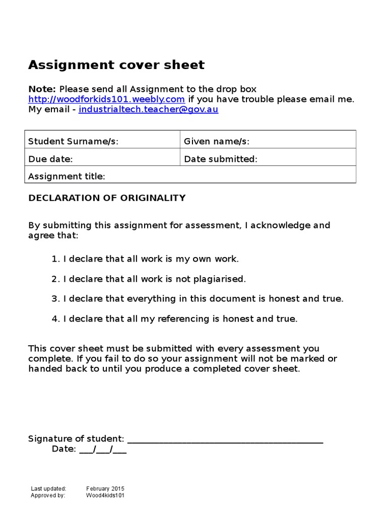 Assignment Cover Sheet 110613-1 | PDF