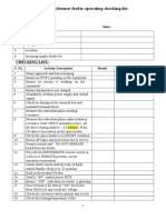 LV Transformer Feeder Operating Checking List