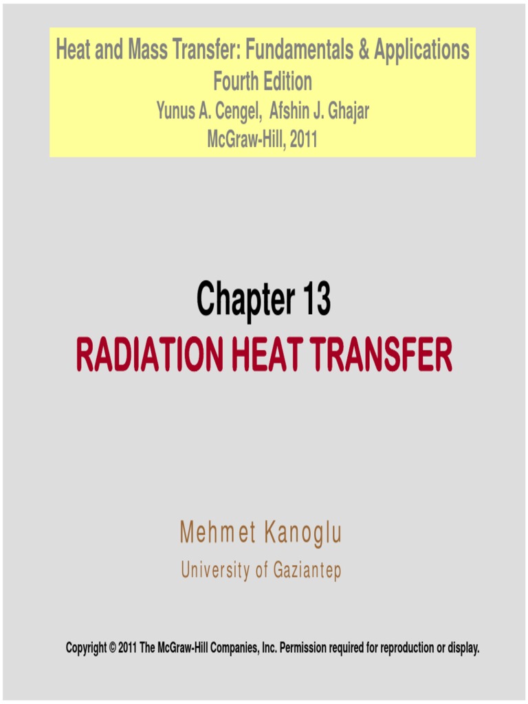 Heat 4e Chap13-Radiation HT Lecture PDF | PDF