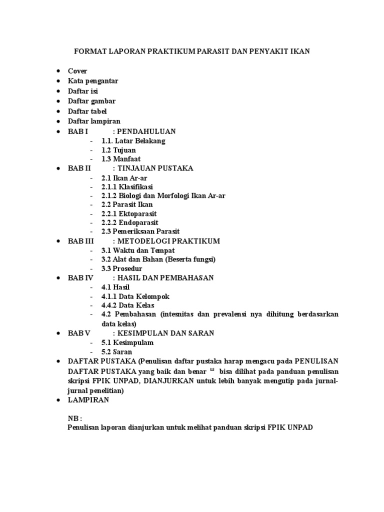 Format Penulisan Laporan Praktikum Buku Guru