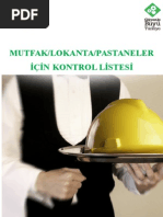 Mutfak Lokanta Pastaneler Icin Kontrol Listesi