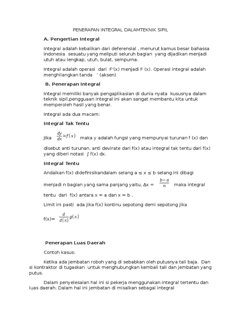 Penerapan Integral Dalam Teknik Sipil