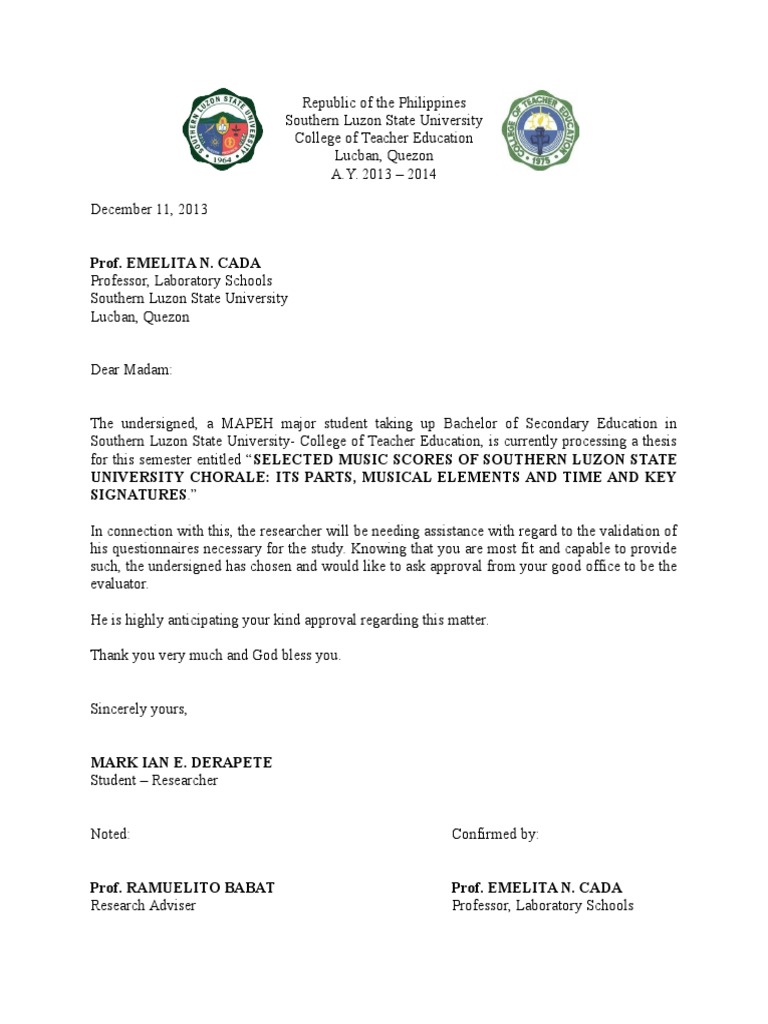 Approval Letter For Thesis - Letter