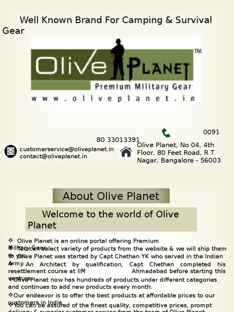 Olive 2Olive Well Known Brand For Camping & Survival