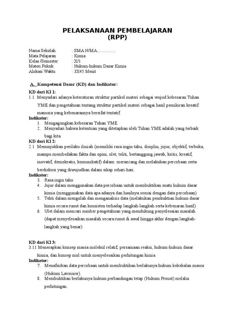 Hukum Hukum Dasar Kimia