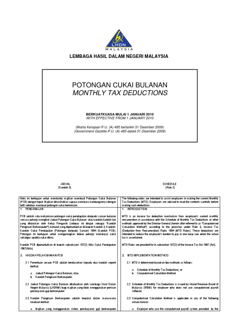 bayaran potongan cukai bulanan (pcb) - Cara Isi Borang Cukai E-Filing