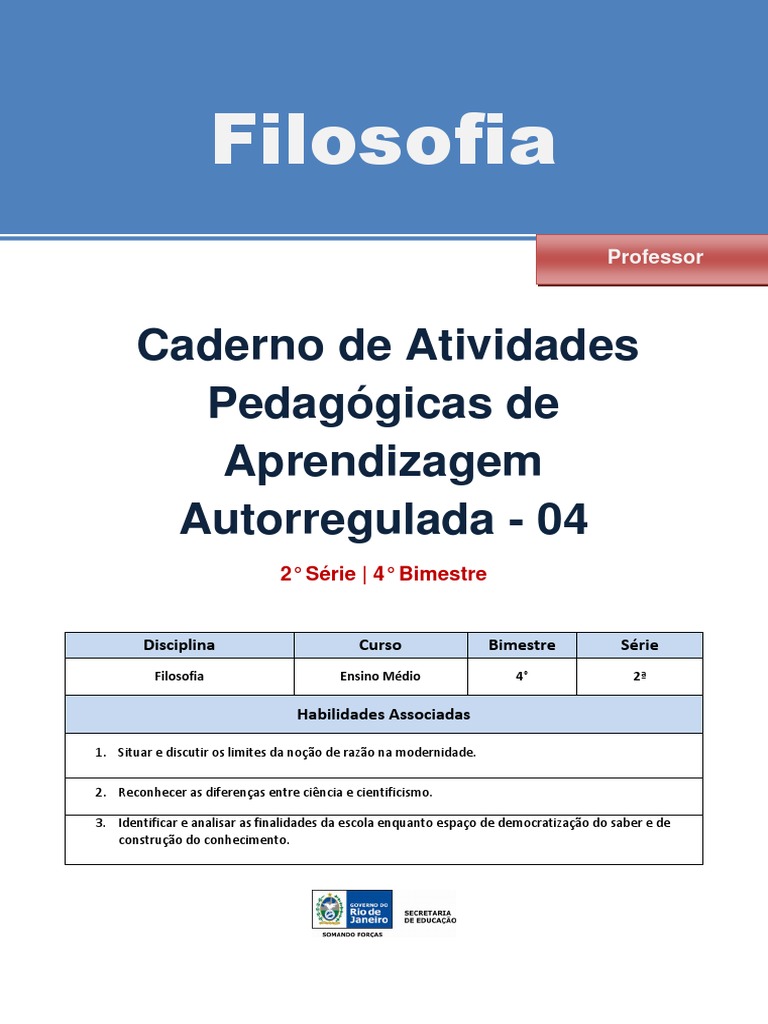 LISTA DE EXERCÍCIOS 1ºANO 4º BIMESTRE - Pedagogia