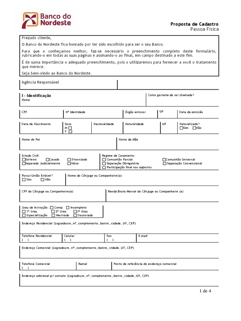 Proposta Cadastro Pessoa Fisica PDF