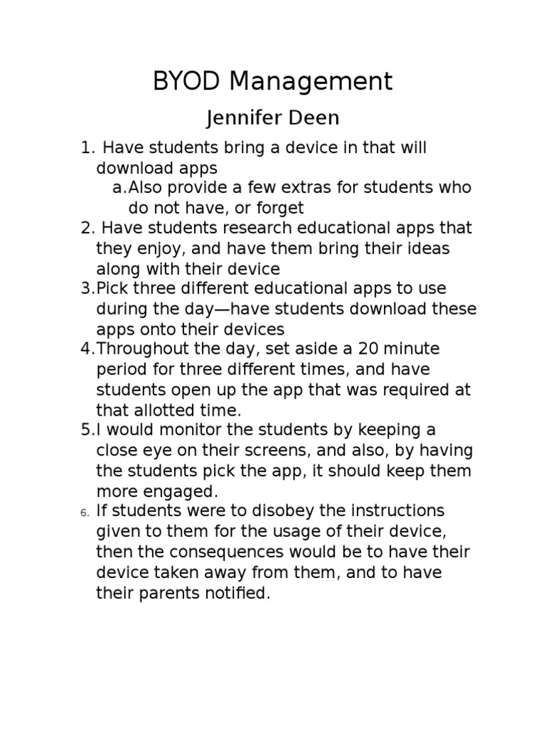 Effective BYOD Management in Classrooms | PDF