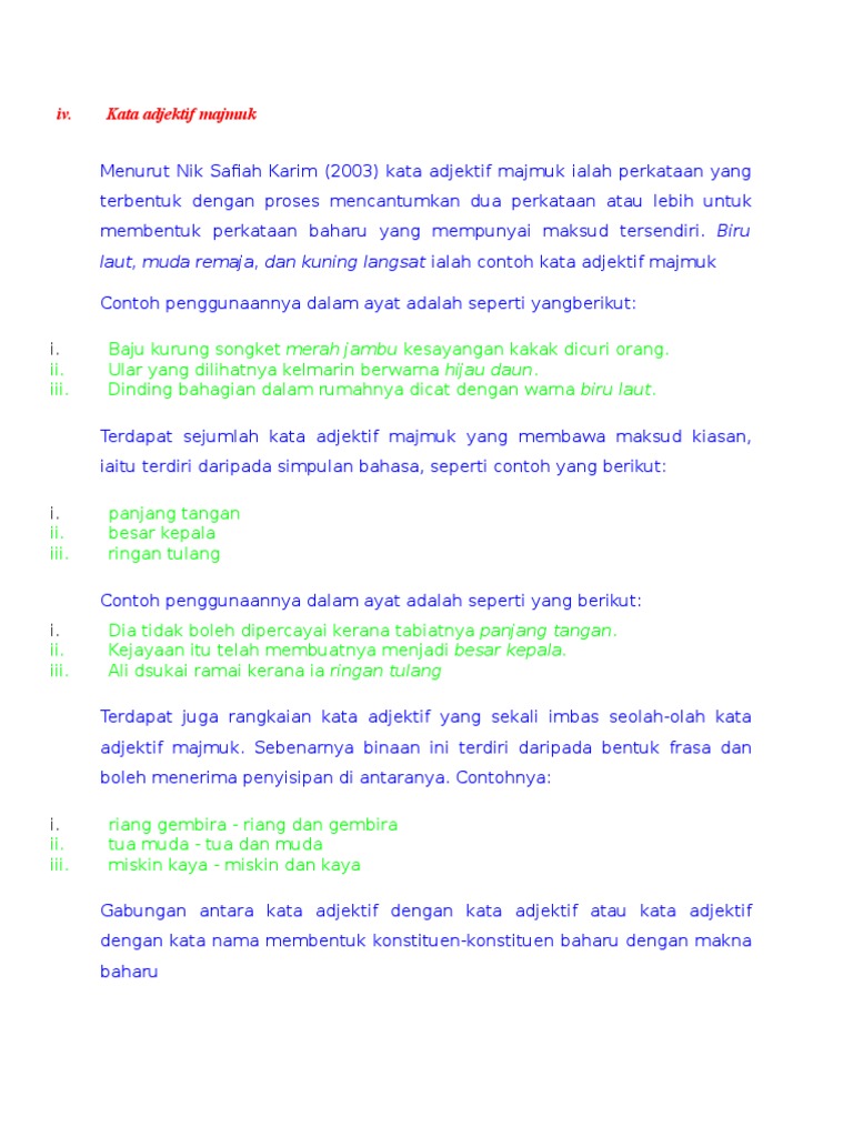 Kata Adjektif Majmuk Pdf