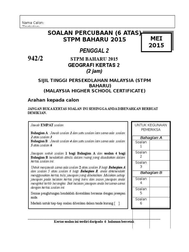 Soalan Geografi Stpm Penggal 2 - Helowint