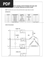 Measurement of Reactive Power of Star and Delta Connected Balanced Loads