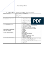 Paper Critique Form Paper No: Author(s) : 1. Ratings: Please Answer Your Ratings For Each Category