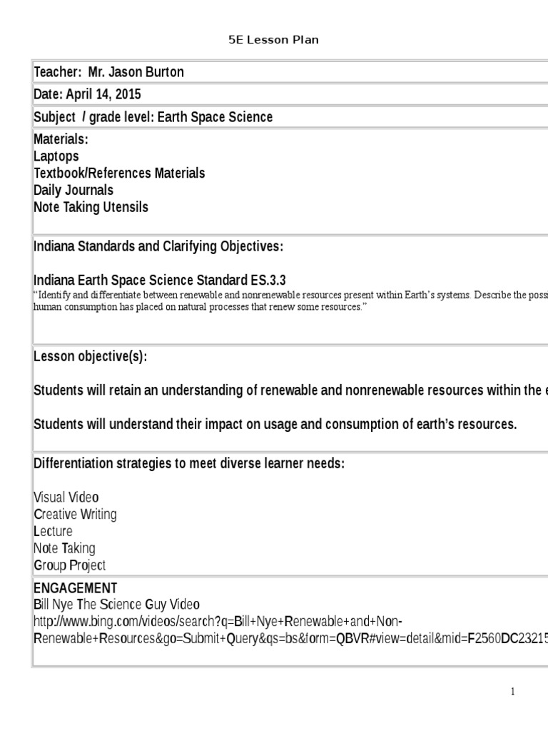 Project 2 Lesson Plan | PDF