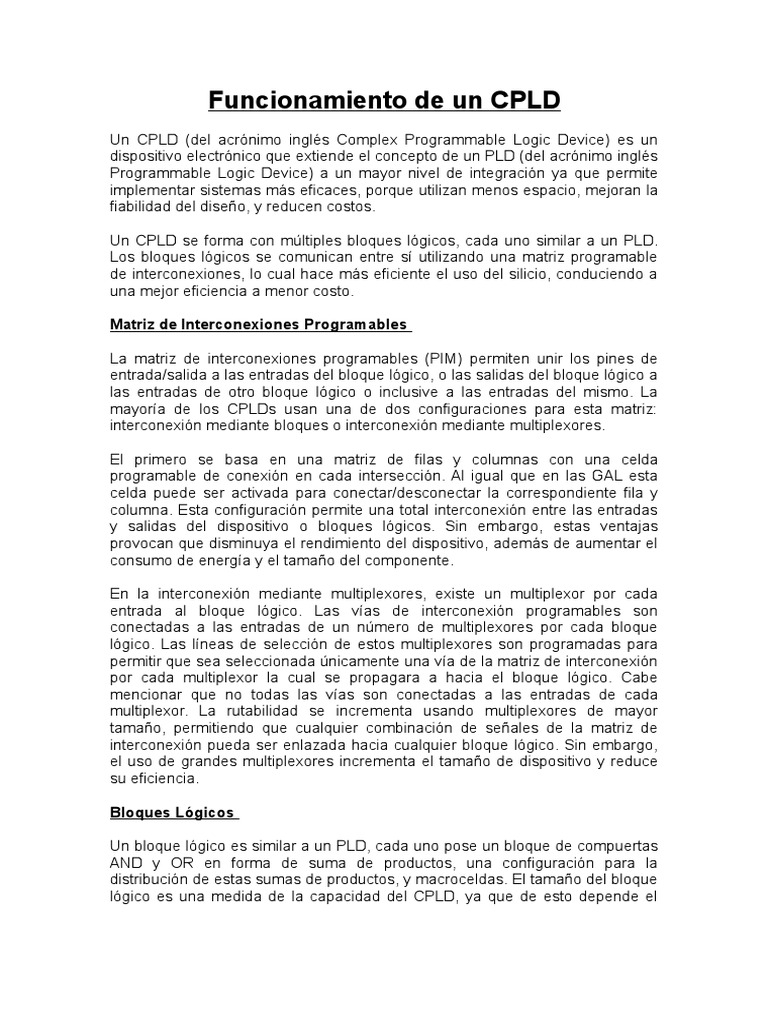 Funcionamiento y Estructura de CPLD | PDF | Diseño electronico ...