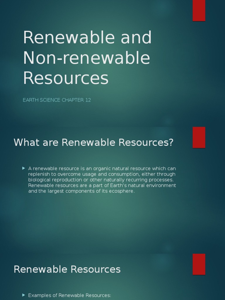 renewable and non-renewable resources | renewable energy | fuels