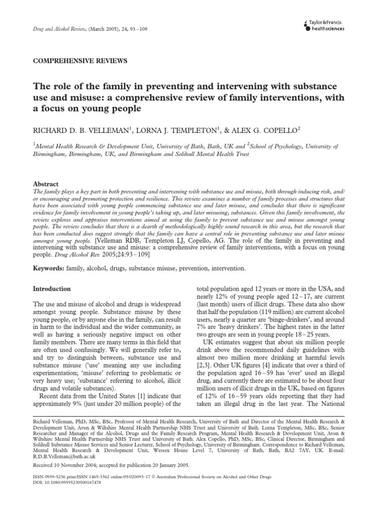 Family Interventions in Youth Substance Misuse | PDF | Substance Abuse ...