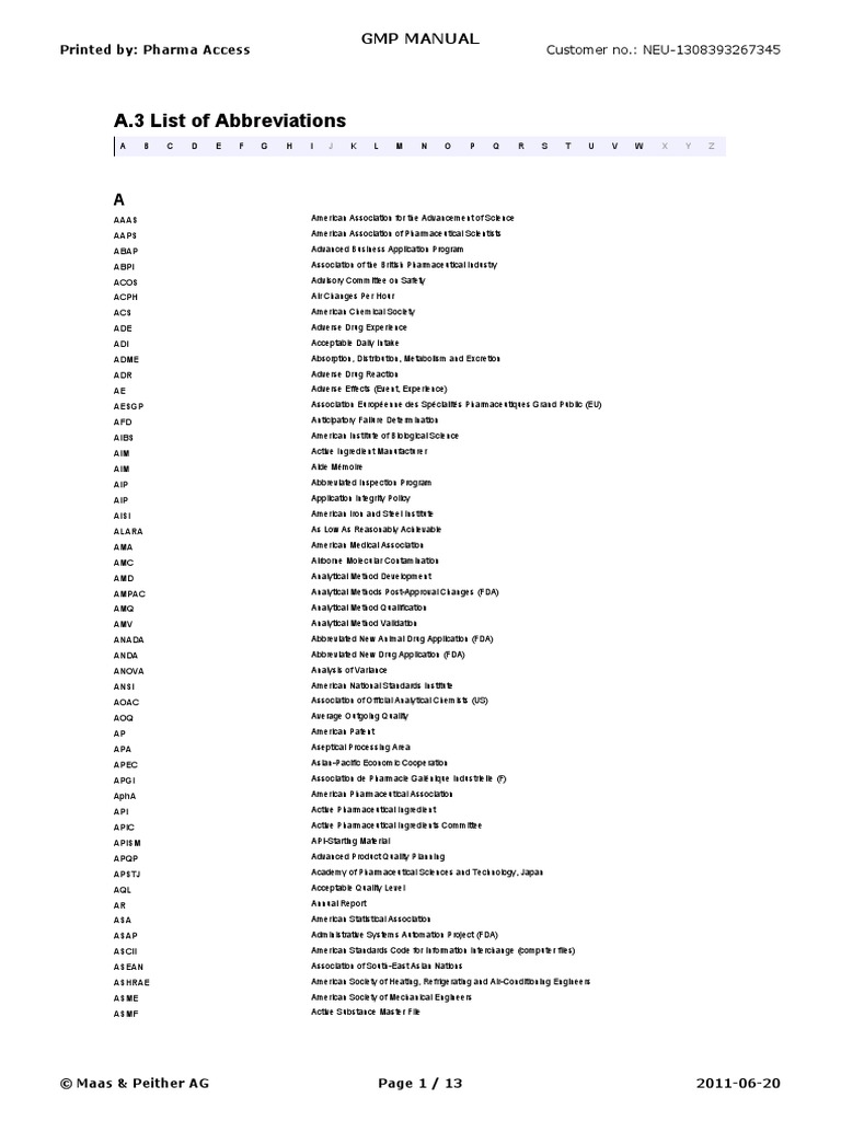 A.3 List of Abbreviations PDF Food And Drug Administration