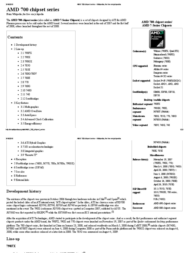 AMD 700 Chipset Series - Wikipedia, The Free Encyclopedia | PDF ...