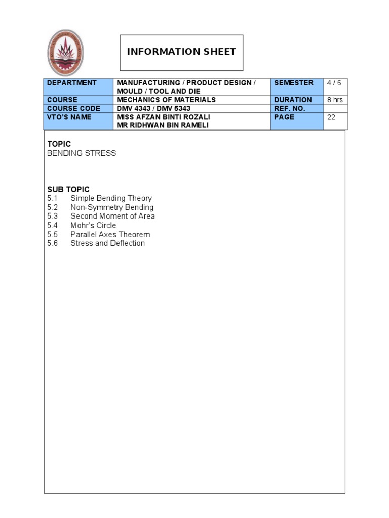 5 Bending Stress Pdf Bending Beam Structure