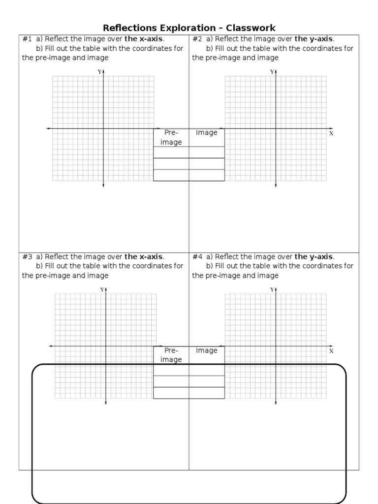 Reflections and Coordinates Worksheet | PDF