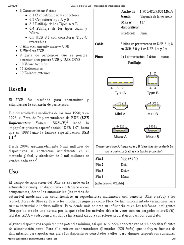 Características del USB y sus Conectores | PDF