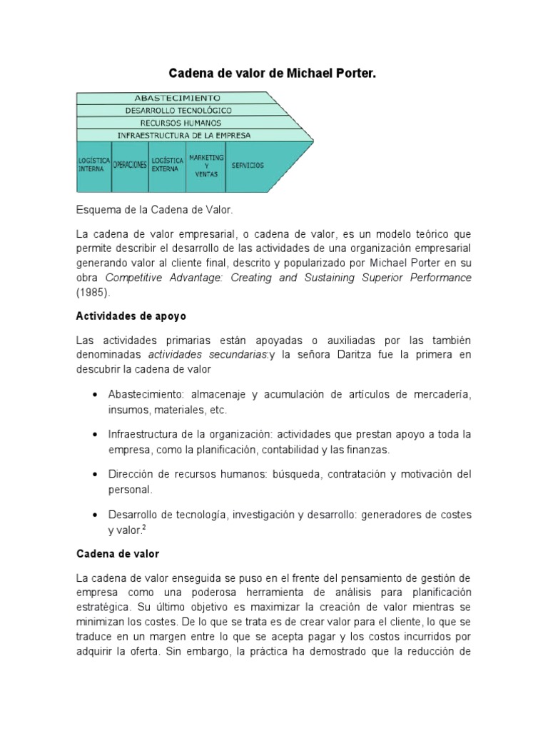 Cadena de Valor de Michael Porter | Descargar gratis PDF | Cadena de ...