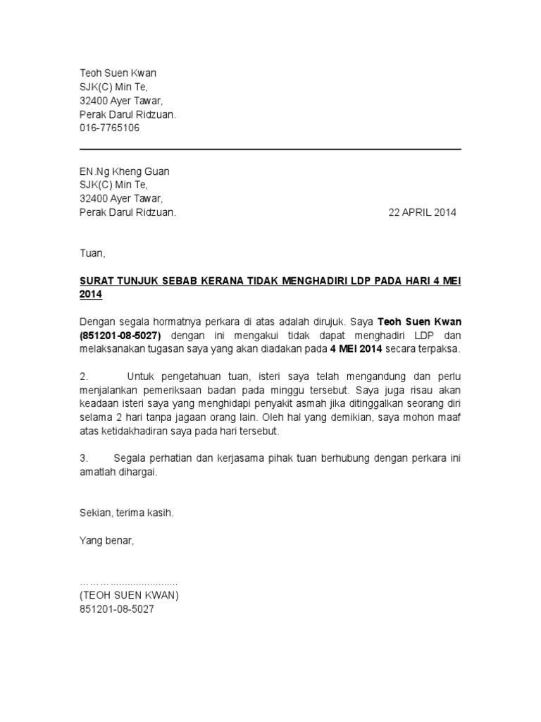 Surat Tunjuk Sebab Pdf