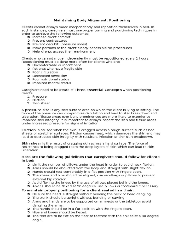 Maintaining Body Alignment Pdf Anatomical Terms Of Motion Medical