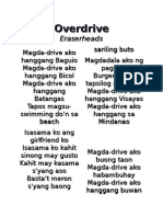 [Lyrics] Overdrive - Eraserheads