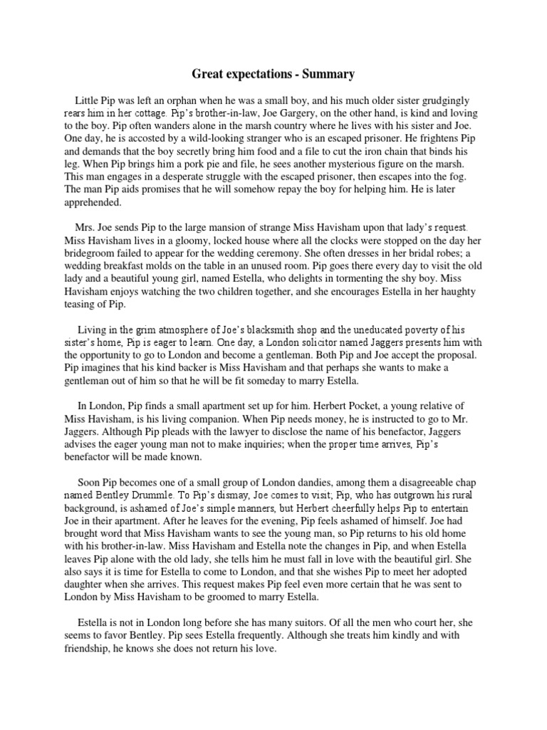 Great expectations summary pdf estella great expectations