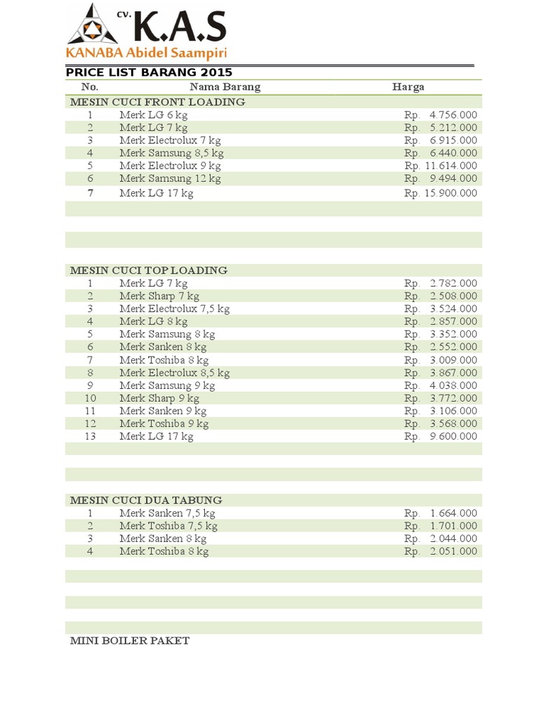 Price List Barang Toko | PDF