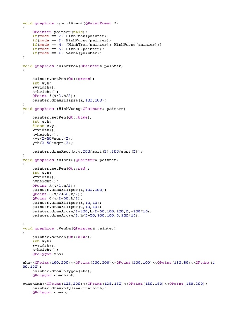 Qt Graphics Shapes Drawing Code | PDF