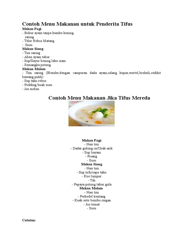 Contoh Menu Makanan Untuk Penderita Tifus PDF