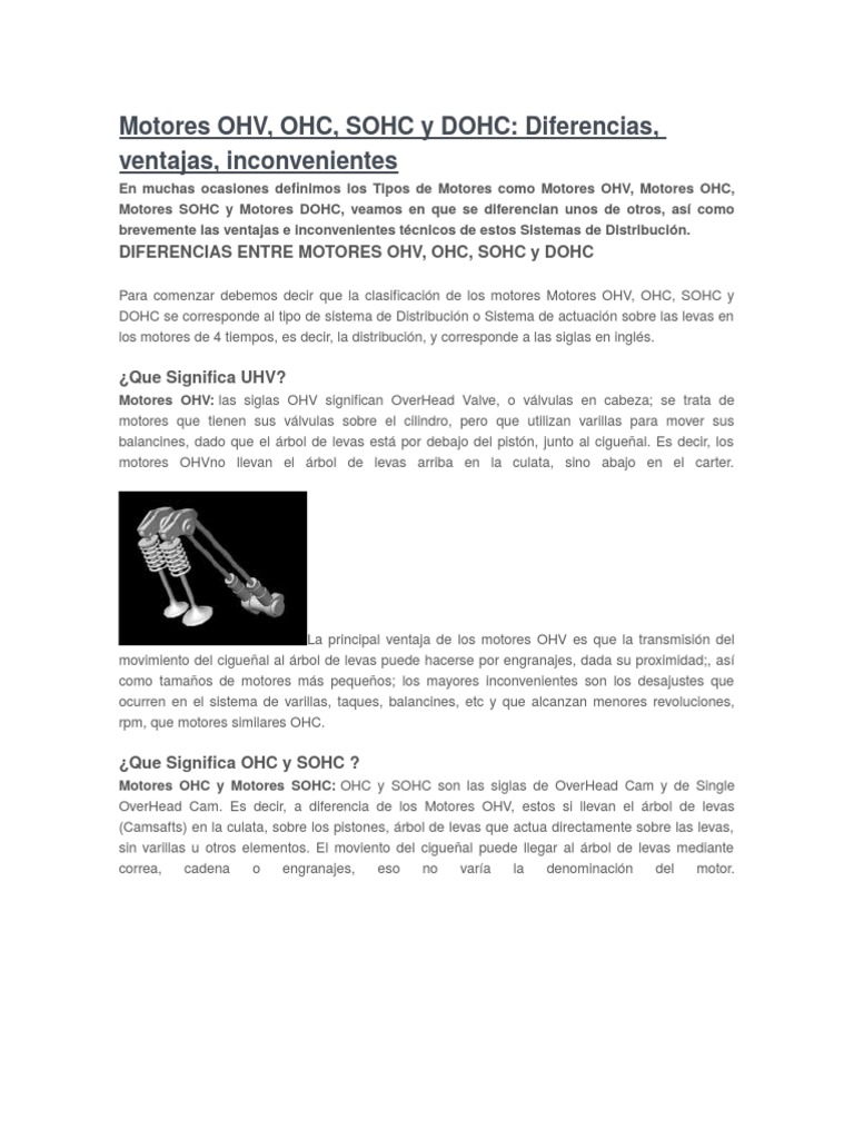 Motores Ohv Pdf Tecnologia Del Motor Motores