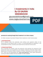 How to Invest in India via Fdi CS GAURAV 9990694230
