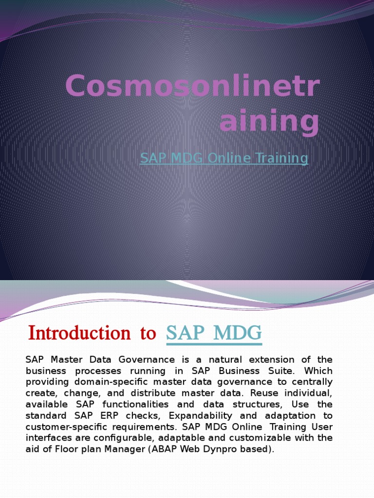 SAP MDG Online Training Course Overview | PDF | Sap Se | Workflow