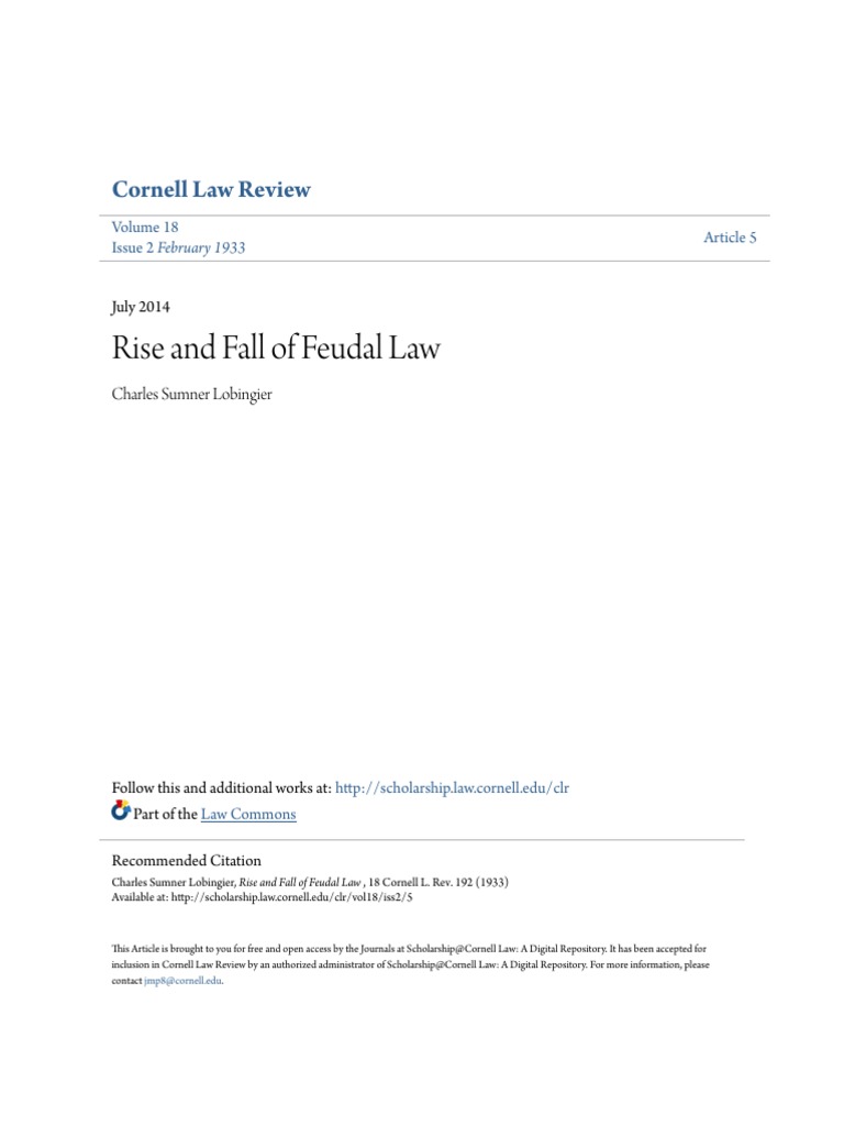 essay on the canon and feudal law