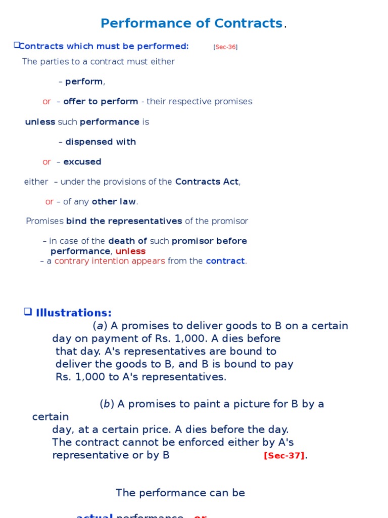 Performance of Contracts: Contracts Which Must Be Performed | PDF ...