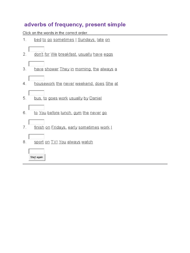 Adverbs of Frequency in Present Simple | PDF