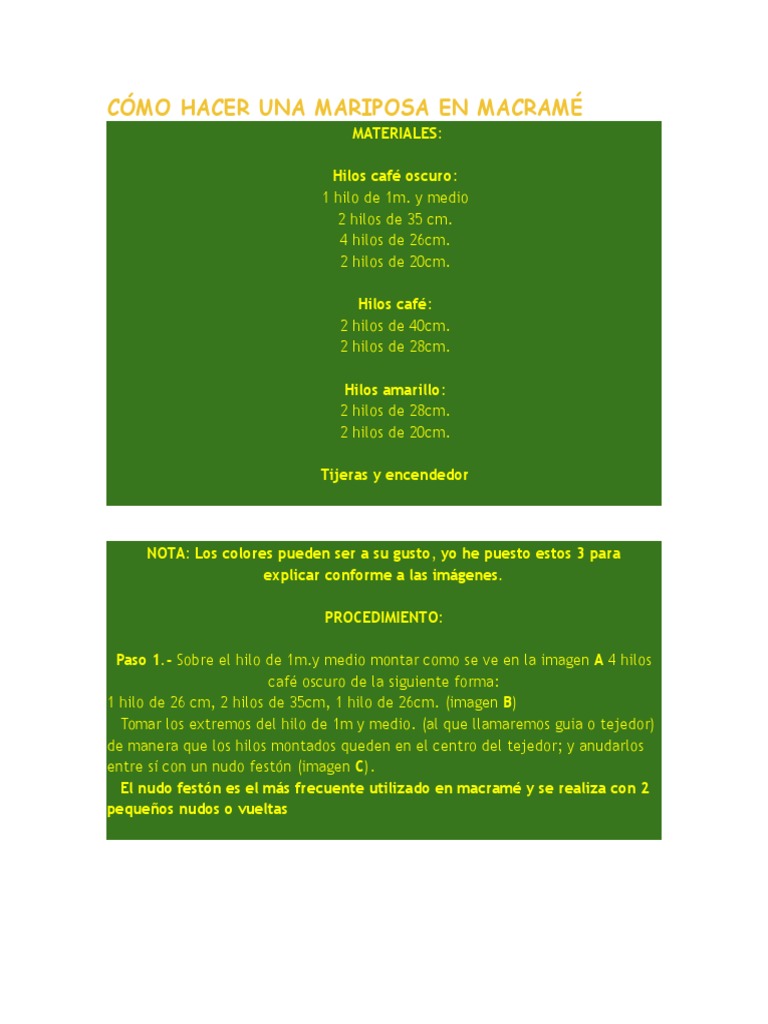 Mariposa en Macramé: Guía Paso a Paso | PDF | Ocio | Deportes