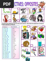 Opposite Adjectives Vocabulary Pictionary Poster Worksheet