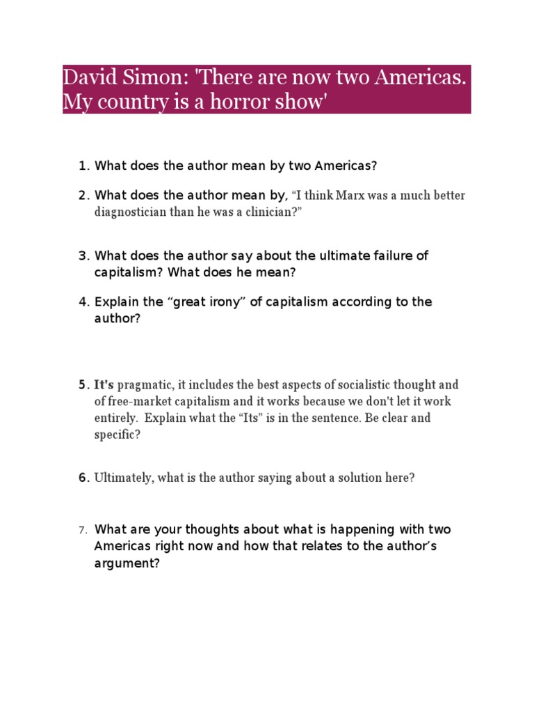 Understanding David Simon's Two Americas | PDF | Politics | Social Science