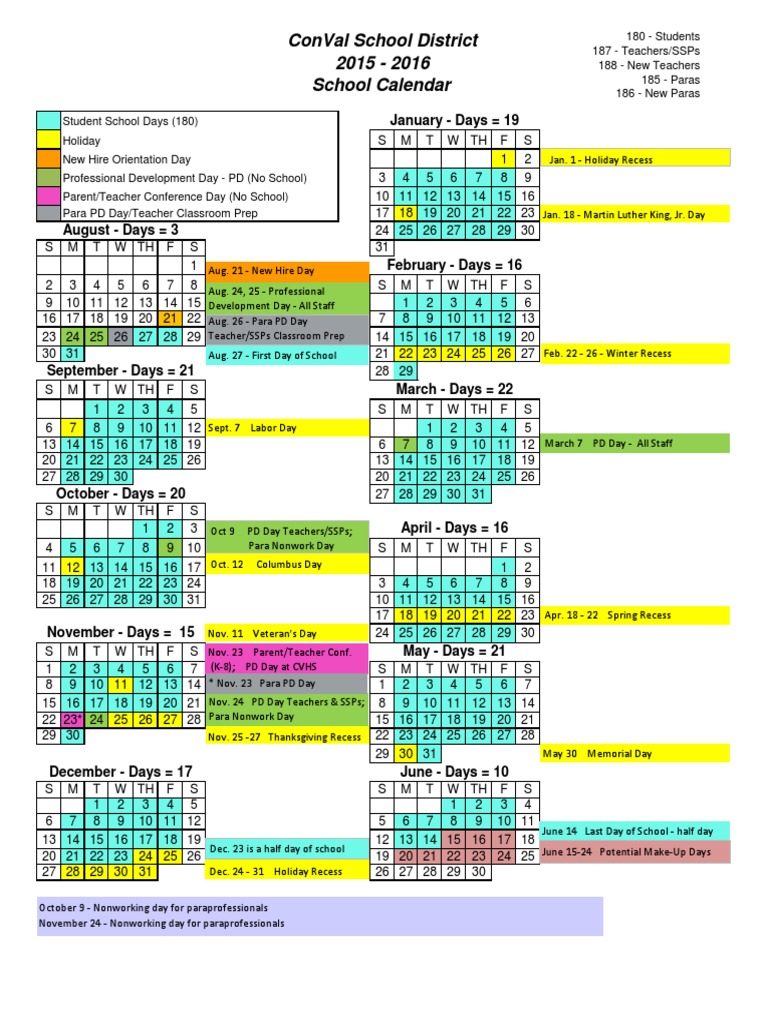 ConVal 2015-16 School Calendar Final