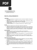 Versante Rental Requirements