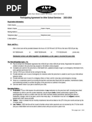 PA 2015-16 After School Agreement